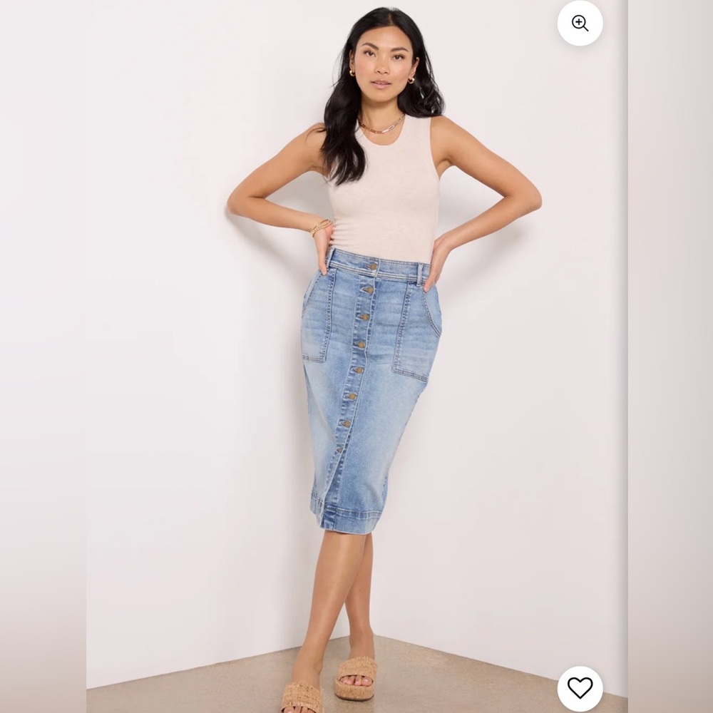 Evereve Dauntless Denim Midi Skirt